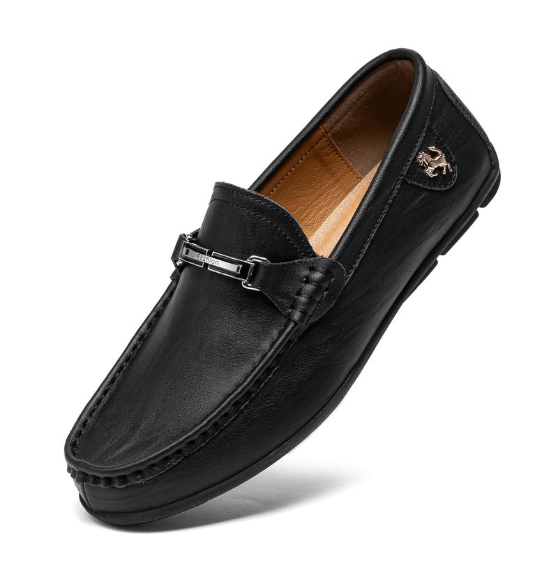 Go Tour Menâ€™s Casual Leather Fashion Slip on Loafers Shoes Black A 8.5/42 - Image 1